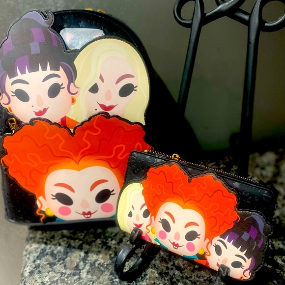 Hocus-pocus Sanderson sisters bundle. Lounge fly mini backpack and wallet.NWT! - Picture 3 of 7